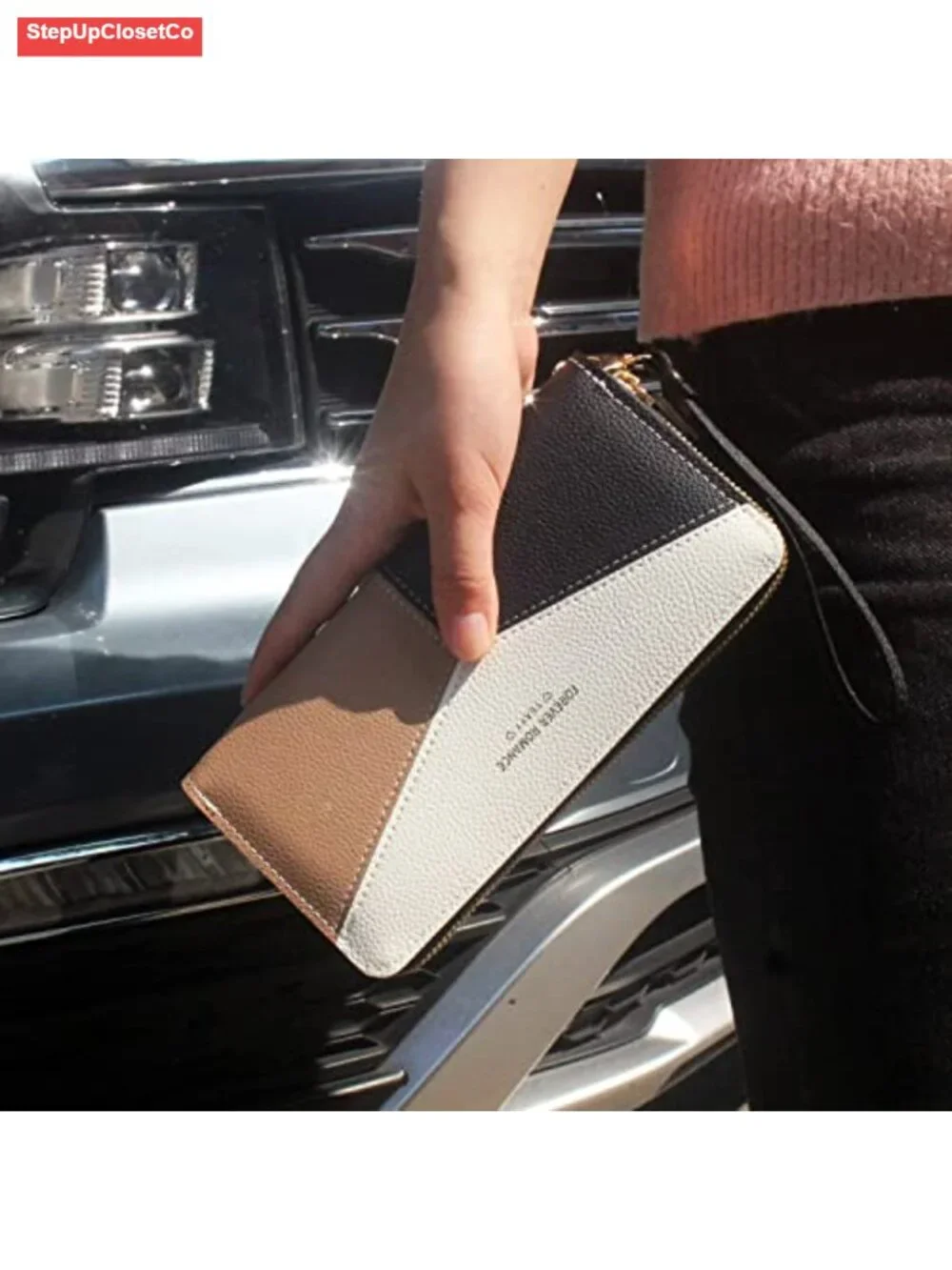 Large Capacity Double Zip Wristlet Wallet for Women with 15 Storage Spaces